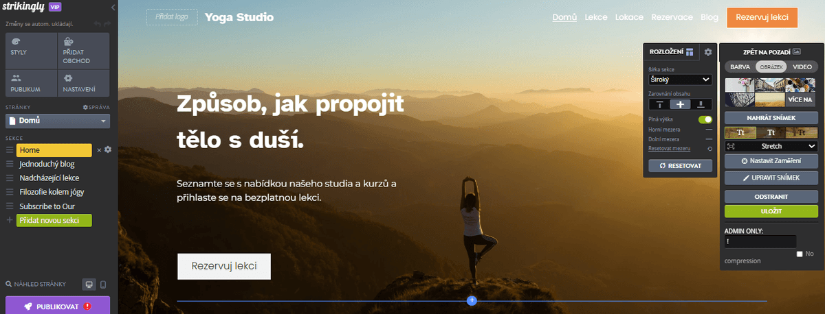 Šablona jógy v režimu editoru Šablona jógy v režimu editoru