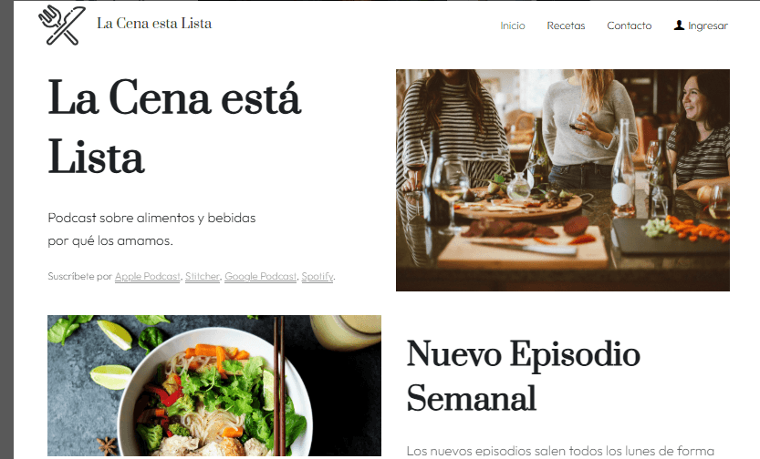 Plantilla de "La cena está lista" de Strikingly Plantilla de "La cena está lista" de Strikingly
