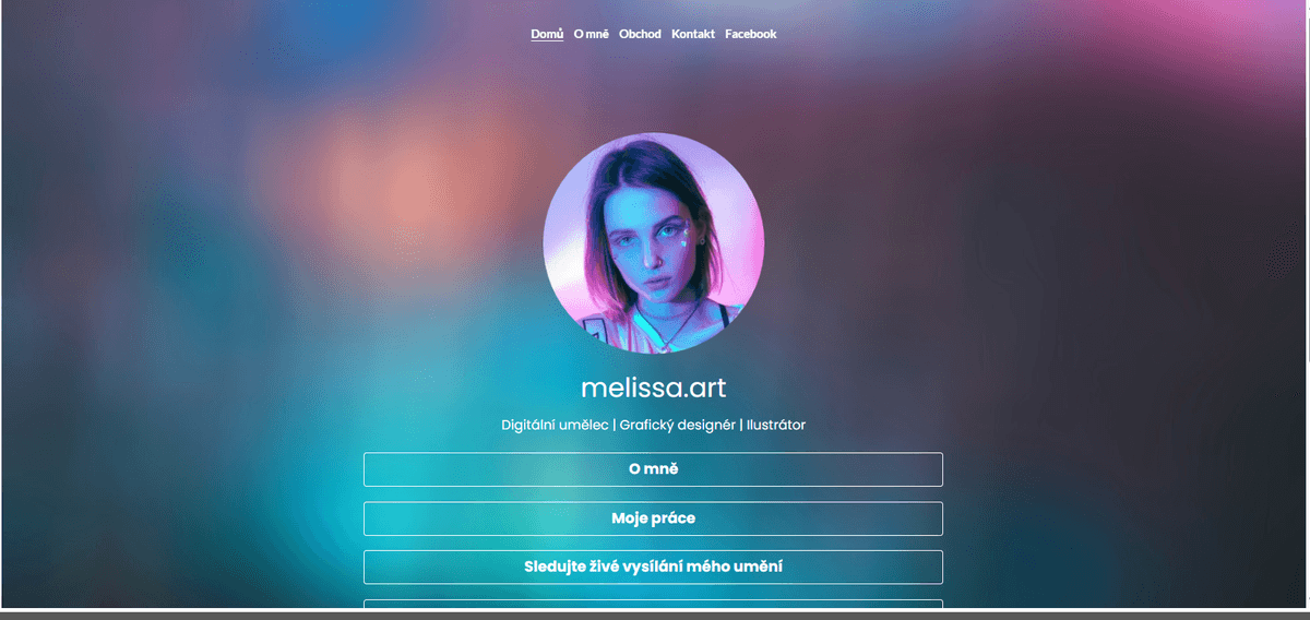 Šablona pro digitální tvůrce Melissa.Art od Strikingly Šablona pro digitální tvůrce Melissa.Art od Strikingly