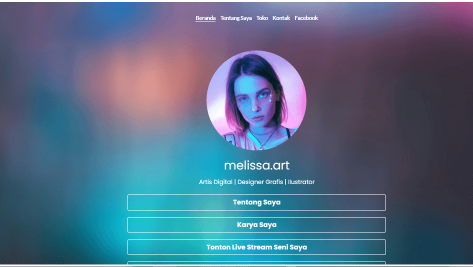 Template Seni Melissa dari Strikingly Template Seni Melissa dari Strikingly