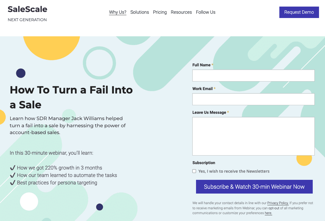 Šablona SaleScale od Strikingly Šablona SaleScale od Strikingly