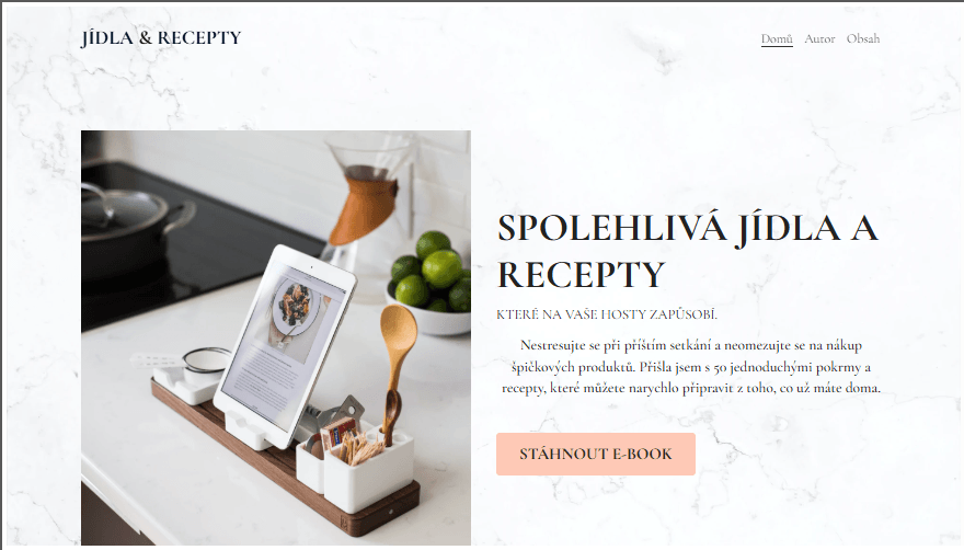 Šablona digitálního internetového obchodu s pokrmy a recepty od Strikingly Šablona digitálního internetového obchodu s pokrmy a recepty od Strikingly