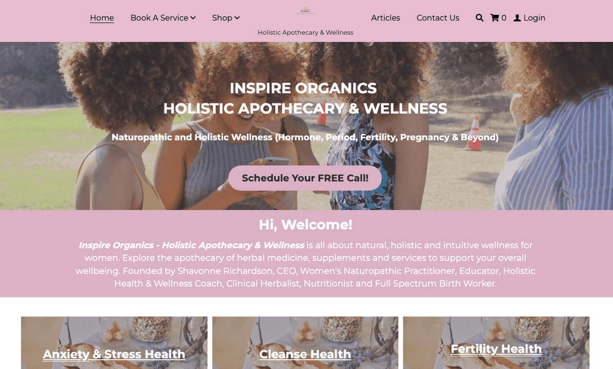 Webové stránky InspireOrganics Healthcare Webové stránky InspireOrganics Healthcare