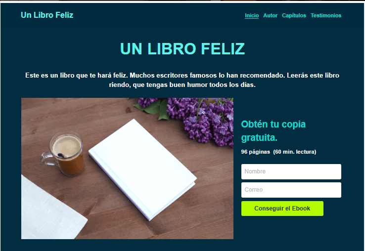 Plantilla de libro feliz de Strikingly Plantilla de libro feliz de Strikingly