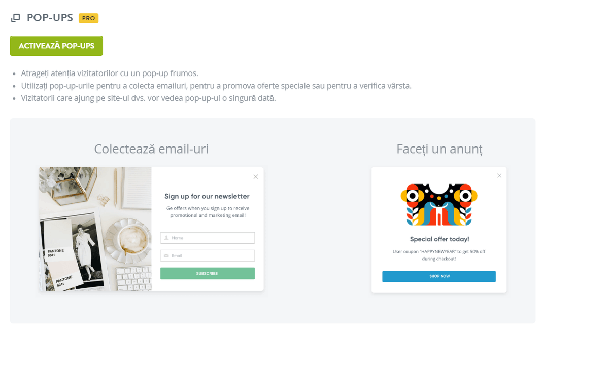 Funcție pop-up izbitoare Funcție pop-up izbitoare