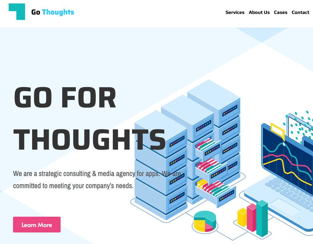 Plantilla "Ir a por pensamientos" de Strikingly Plantilla "Ir a por pensamientos" de Strikingly