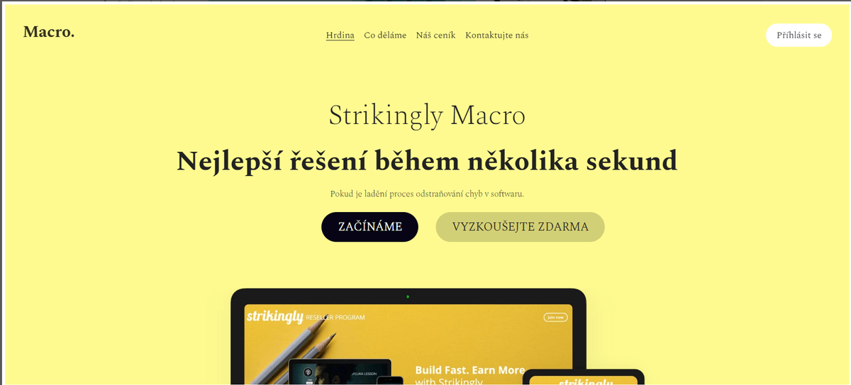 Makro: Šablona pro B2B prodej od Strikingly Makro: Šablona pro B2B prodej od Strikingly