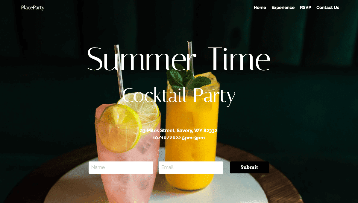 Template Place Party dari Strikingly Template Place Party dari Strikingly