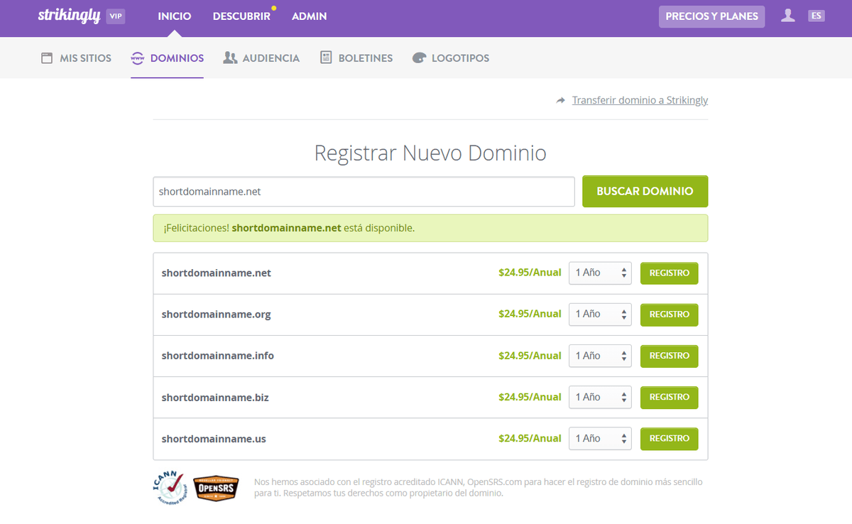 Página de registro de dominio sorprendentemente Página de registro de dominio sorprendentemente