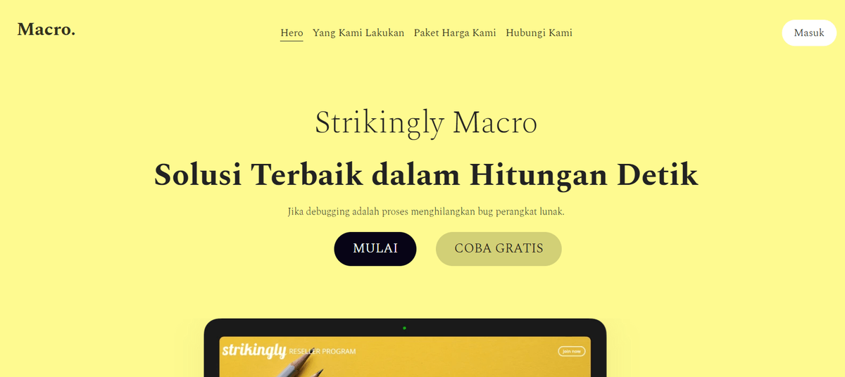 Template Makro dari Strikingly Template Makro dari Strikingly