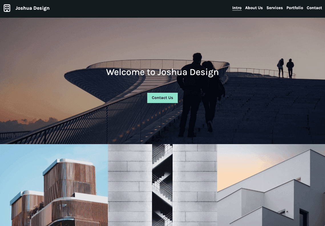 Plantilla de diseño de Joshua de Strikingly Plantilla de diseño de Joshua de Strikingly