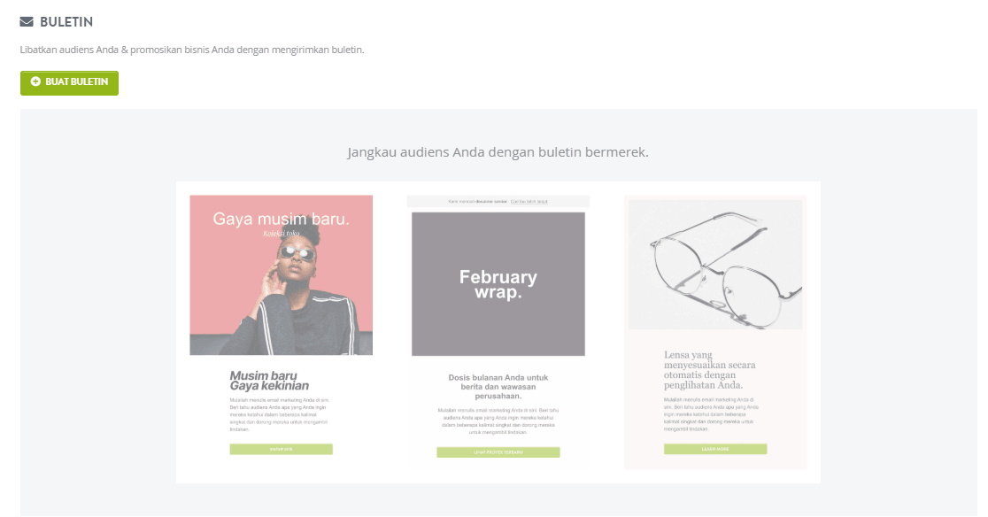 Fitur Buletin Strikingly Fitur Buletin Strikingly