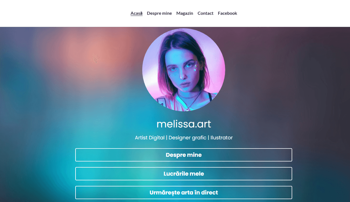 Șablon Melissa.Art de la Strikingly Șablon Melissa.Art de la Strikingly
