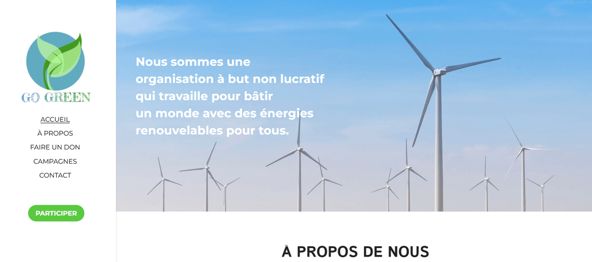 concevoir une page d'accueil pour une organisation à but non lucratif axée sur les initiatives environnementales concevoir une page d'accueil pour une organisation à but non lucratif axée sur les initiatives environnementales