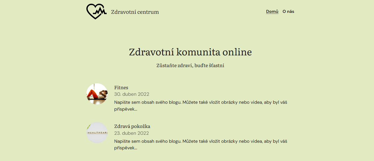 Šablona blogu zdravotního centra od Strikingly Šablona blogu zdravotního centra od Strikingly