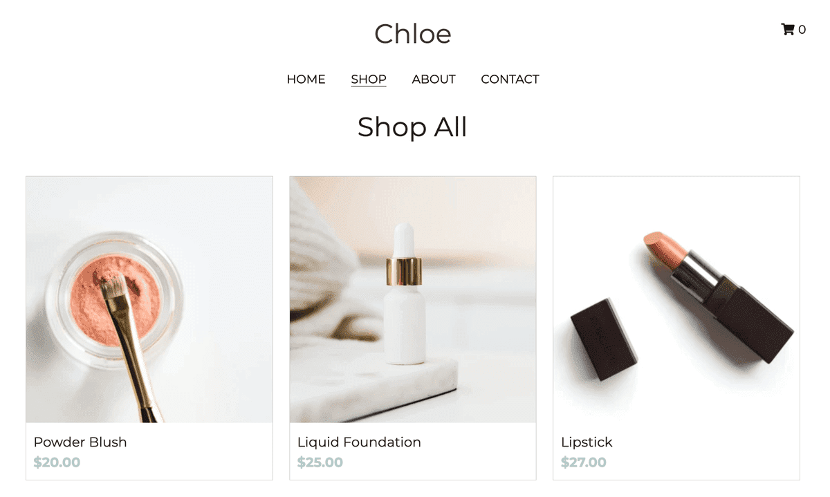 Plantilla de maquillaje de Chloe de Strikingly Plantilla de maquillaje de Chloe de Strikingly