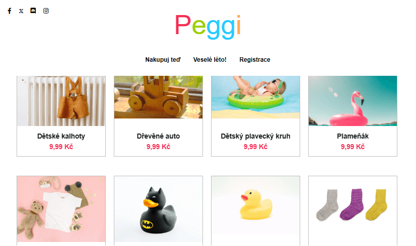 Šablona virtuálního obchodu Peggi od Strikingly Šablona virtuálního obchodu Peggi od Strikingly
