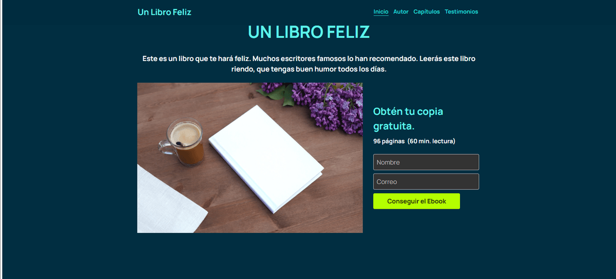 Plantilla de Libro Feliz de Strikingly Plantilla de Libro Feliz de Strikingly