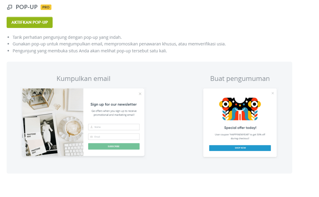 Fitur Pop-Up yang Menarik Fitur Pop-Up yang Menarik