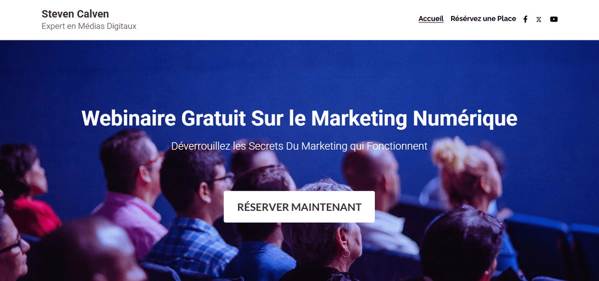 Promouvoir un webinaire avec une page de compte à rebours utilisant des éléments visuels efficaces. Promouvoir un webinaire avec une page de compte à rebours utilisant des éléments visuels efficaces.