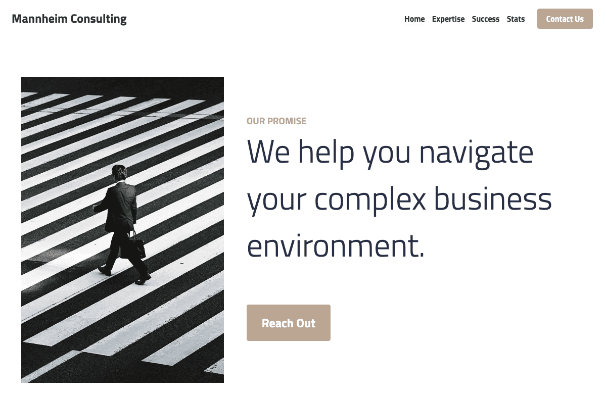 Mannheim: Šablona pro B2B prodej od Strikingly Mannheim: Šablona pro B2B prodej od Strikingly