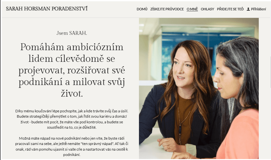 Šablona webových stránek pro řečníky Sarah Horsman od Strikingly Šablona webových stránek pro řečníky Sarah Horsman od Strikingly