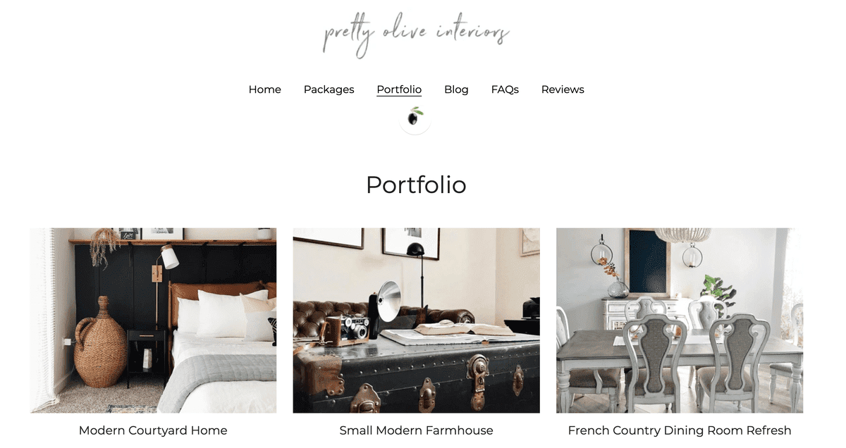 Sitio web de diseño de interiores Pretty Olive Sitio web de diseño de interiores Pretty Olive