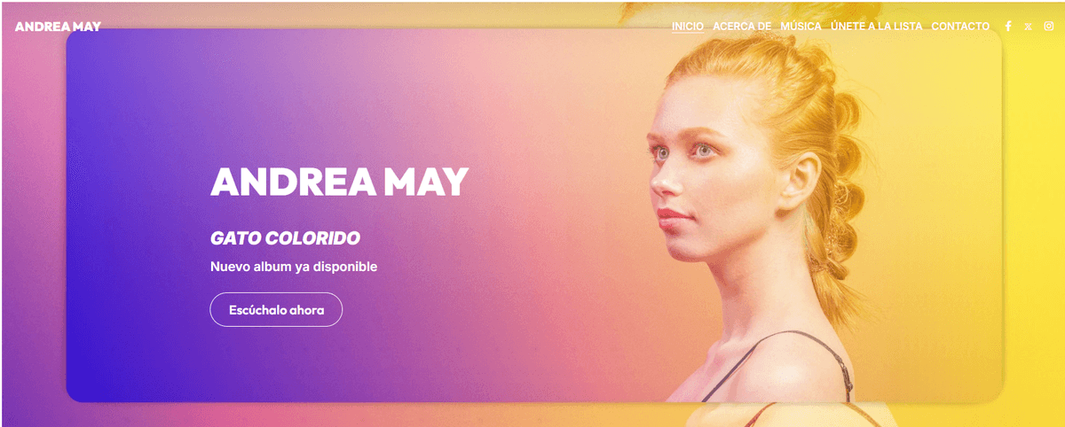 Plantilla de Andrea May de Strikingly Plantilla de Andrea May de Strikingly