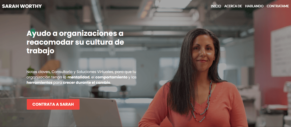 Plantilla de Sarah Worthy de Strikingly Plantilla de Sarah Worthy de Strikingly