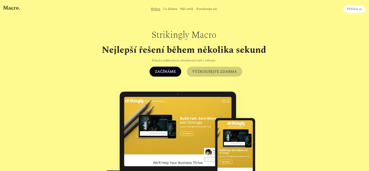 Šablona webových stránek s makry od Strikingly Šablona webových stránek s makry od Strikingly