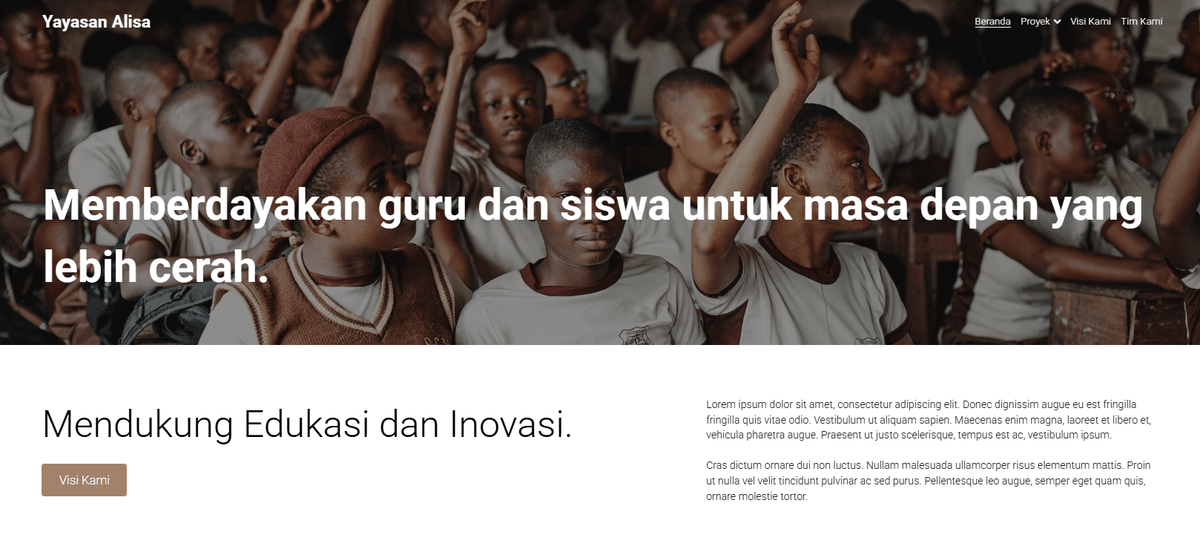 Templat Yayasan Alisa dari Strikingly Templat Yayasan Alisa dari Strikingly