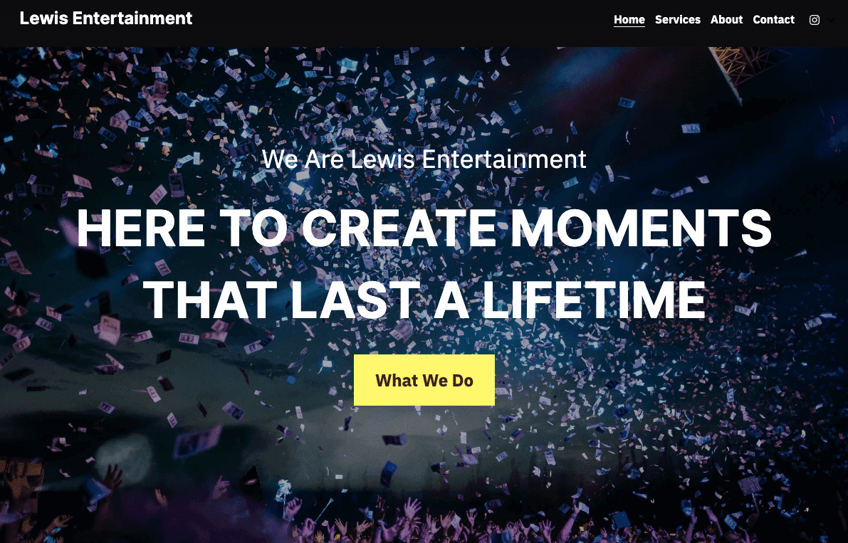 Šablona Lewis Entertainment od Strikingly Šablona Lewis Entertainment od Strikingly