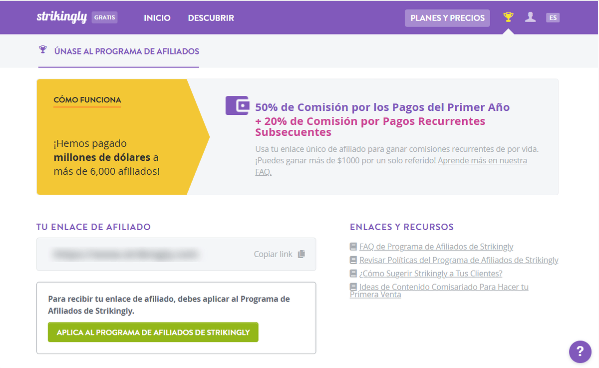 Programa de afiliados de Strikingly Programa de afiliados de Strikingly