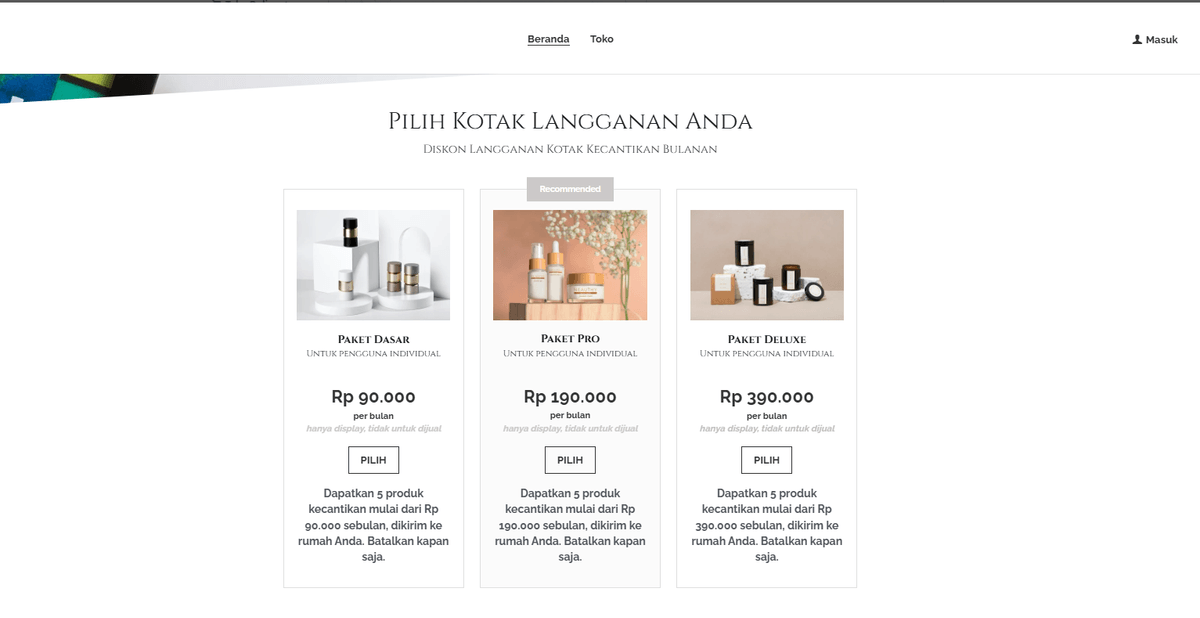 Templat Toko Online Kotak Misteri dari Strikingly Templat Toko Online Kotak Misteri dari Strikingly