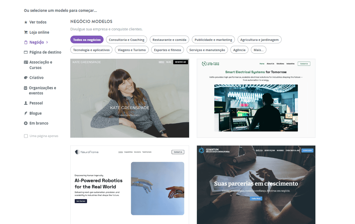 Página inicial do site no Strikingly - Selecione um modelo do Strikingly Página inicial do site no Strikingly - Selecione um modelo do Strikingly