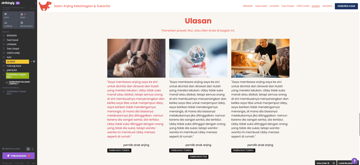 Pengalaman Pelanggan Revolusioner dengan Strikingly - Bukti Sosial dan Testimoni Pengalaman Pelanggan Revolusioner dengan Strikingly - Bukti Sosial dan Testimoni