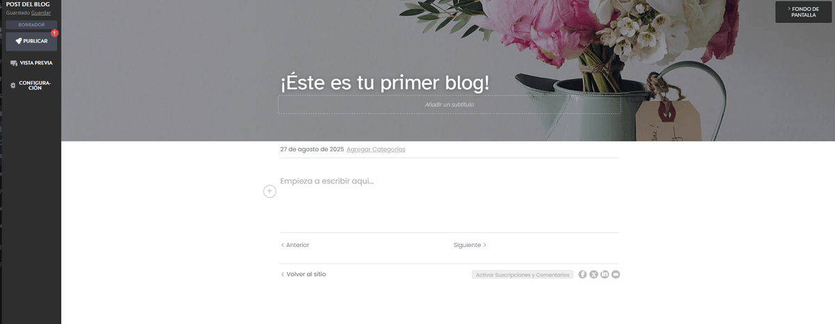 Editor de publicaciones del blog Strikingly Editor de publicaciones del blog Strikingly