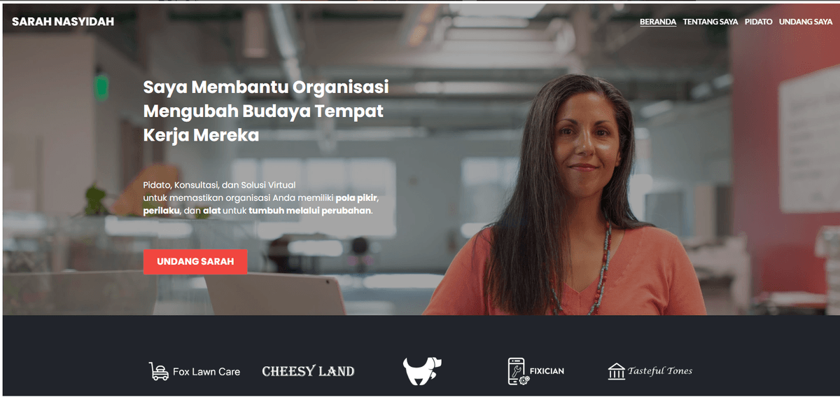 Template Konsultasi Manajemen Sarah Worthy dari Strikingly Template Konsultasi Manajemen Sarah Worthy dari Strikingly