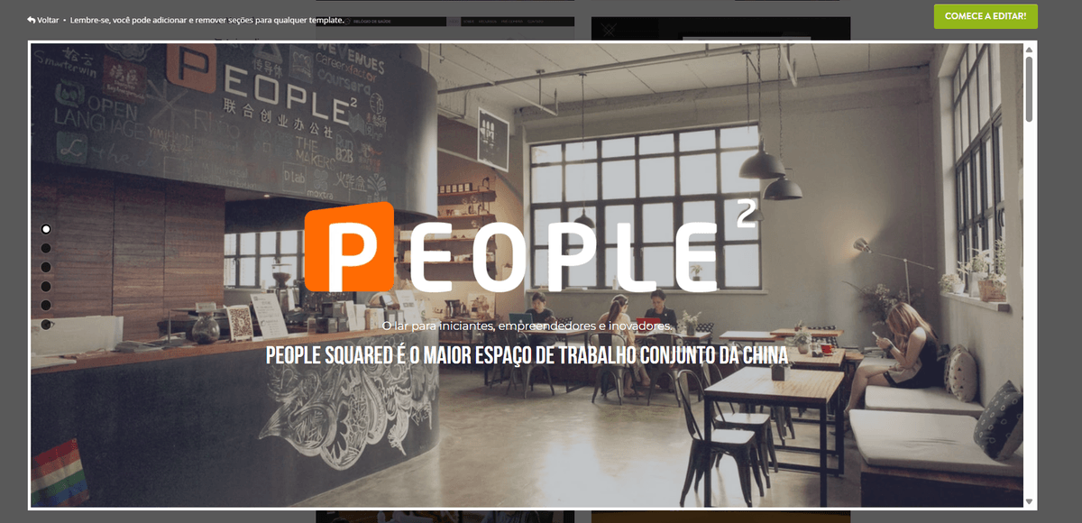 Página inicial do site no Strikingly - Título e slogan claros Página inicial do site no Strikingly - Título e slogan claros