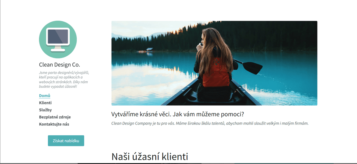 Šablona čistých webových stránek Šablona čistých webových stránek