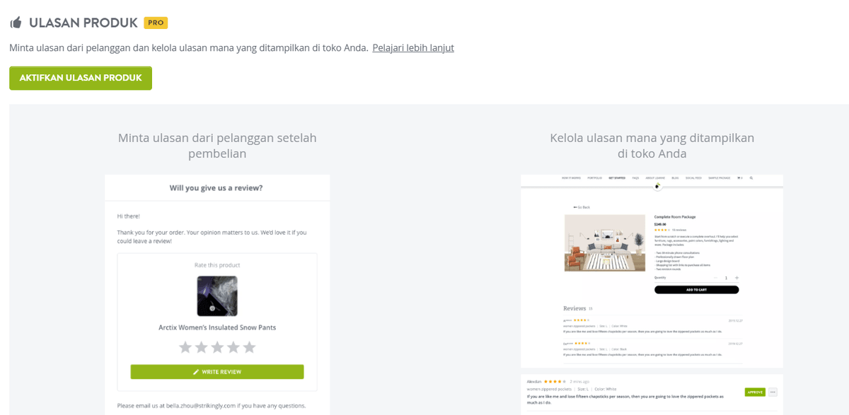 Fitur Ulasan Produk dari Strikingly Fitur Ulasan Produk dari Strikingly