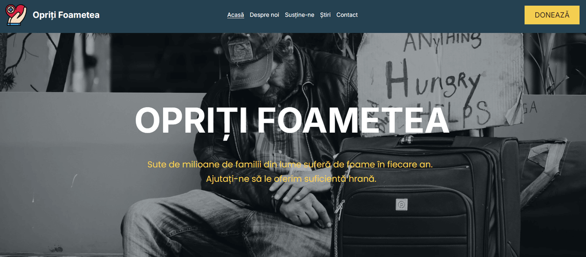 Șablon pentru oprirea foametei de la Strikingly Șablon pentru oprirea foametei de la Strikingly