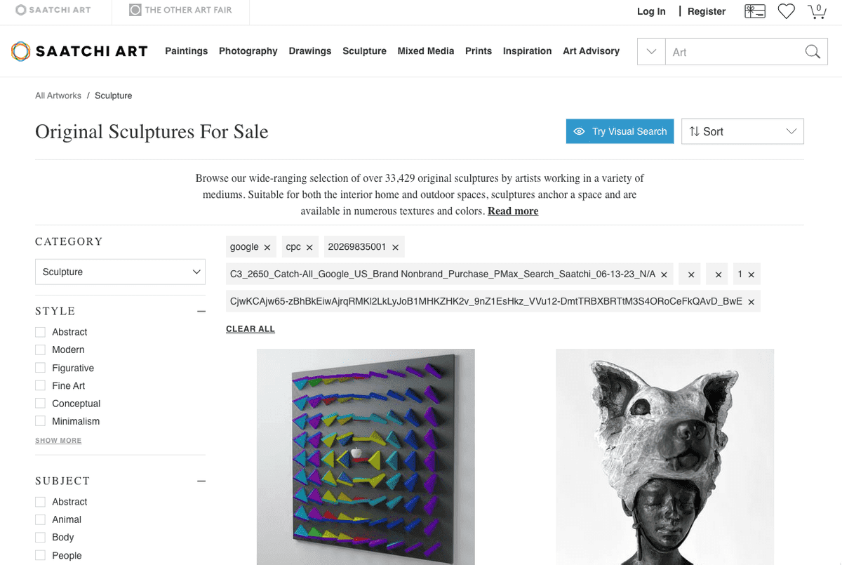 Galería del sitio web de Saatchi Art Galería del sitio web de Saatchi Art