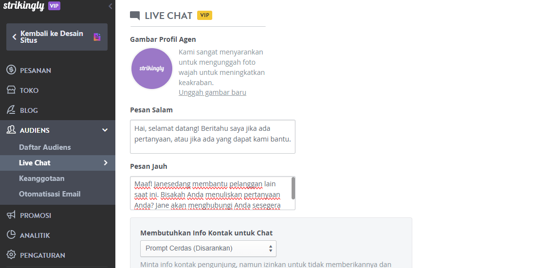 Halaman Pengaturan Respons Otomatis Halaman Pengaturan Respons Otomatis