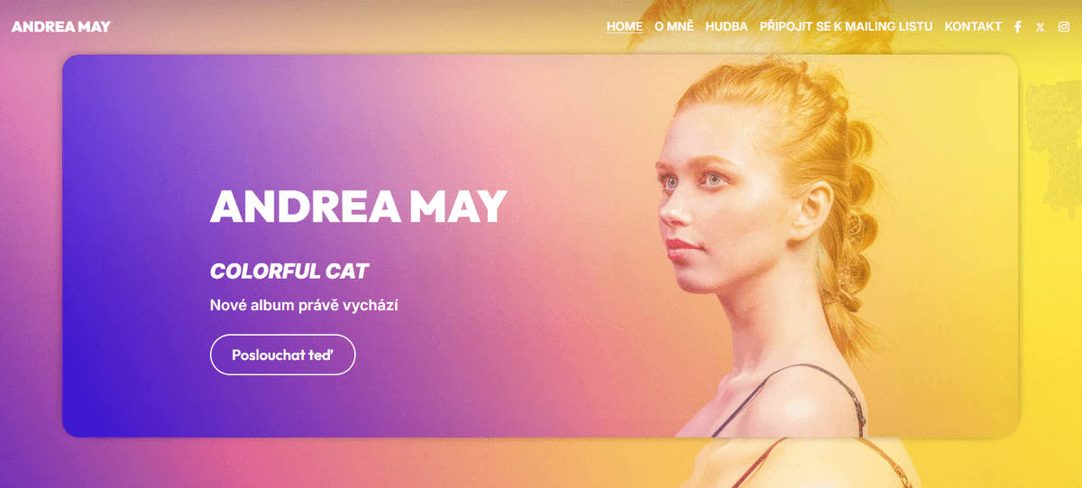 Šablona Andrey Mayové od Strikingly Šablona Andrey Mayové od Strikingly