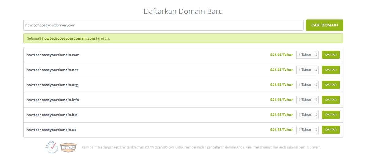 Halaman Pemilihan Domain yang Menarik Halaman Pemilihan Domain yang Menarik