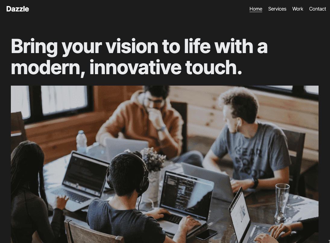 Plantilla Dazzle de Strikingly Plantilla Dazzle de Strikingly