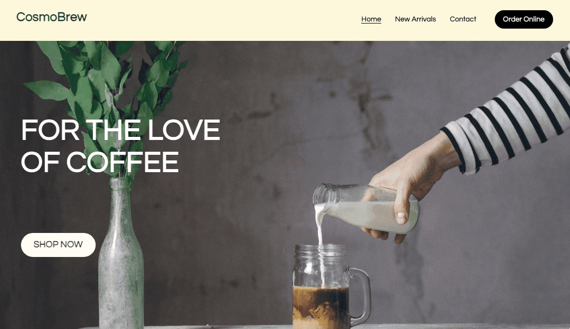 Plantilla de tienda online CosmoBrew de Strikingly Plantilla de tienda online CosmoBrew de Strikingly