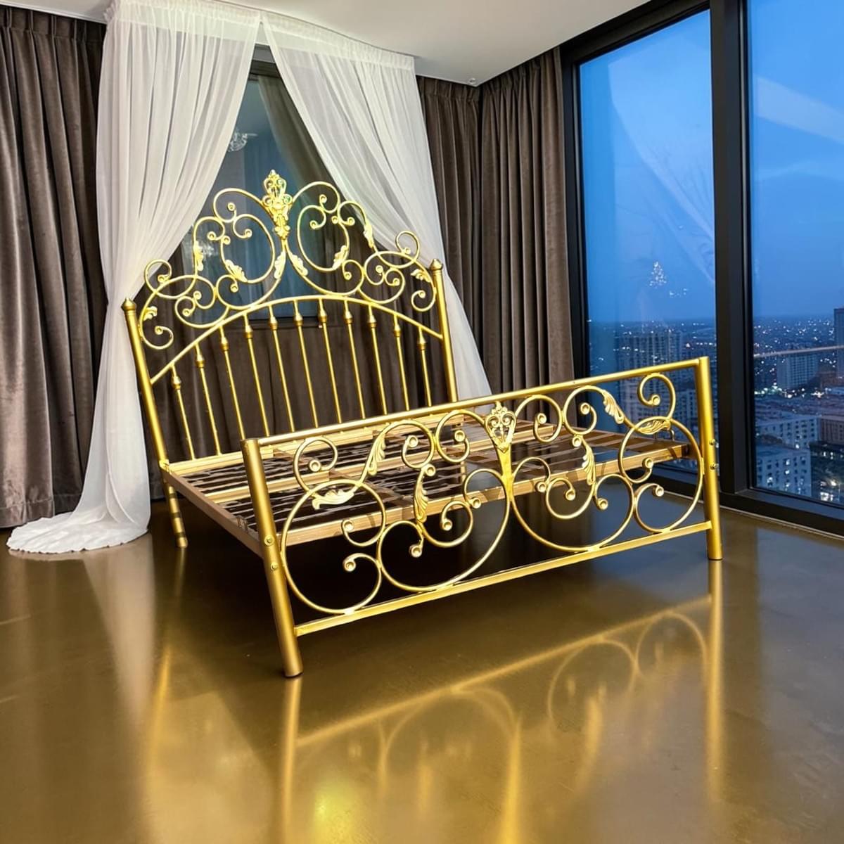Luxury Gold Wrought Iron Bed Frame