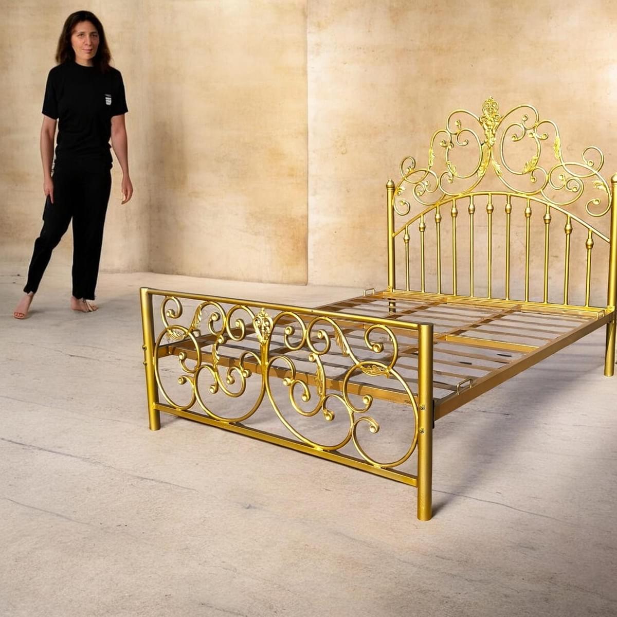 Luxury Gold Wrought Iron Bed Frame